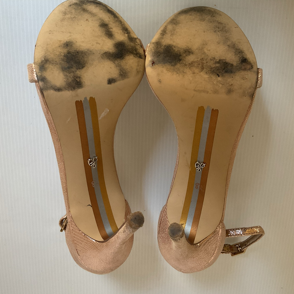 Sam Edelman Strappy Rose Gold High Heel Sandals Size 8.5 M Leather Upper - Picture 11 of 11